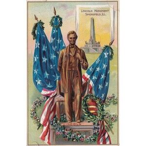 TUCK'S VTG POSTCARD  Lincoln's Birthday PC Lincoln Monument Springfield Illinois